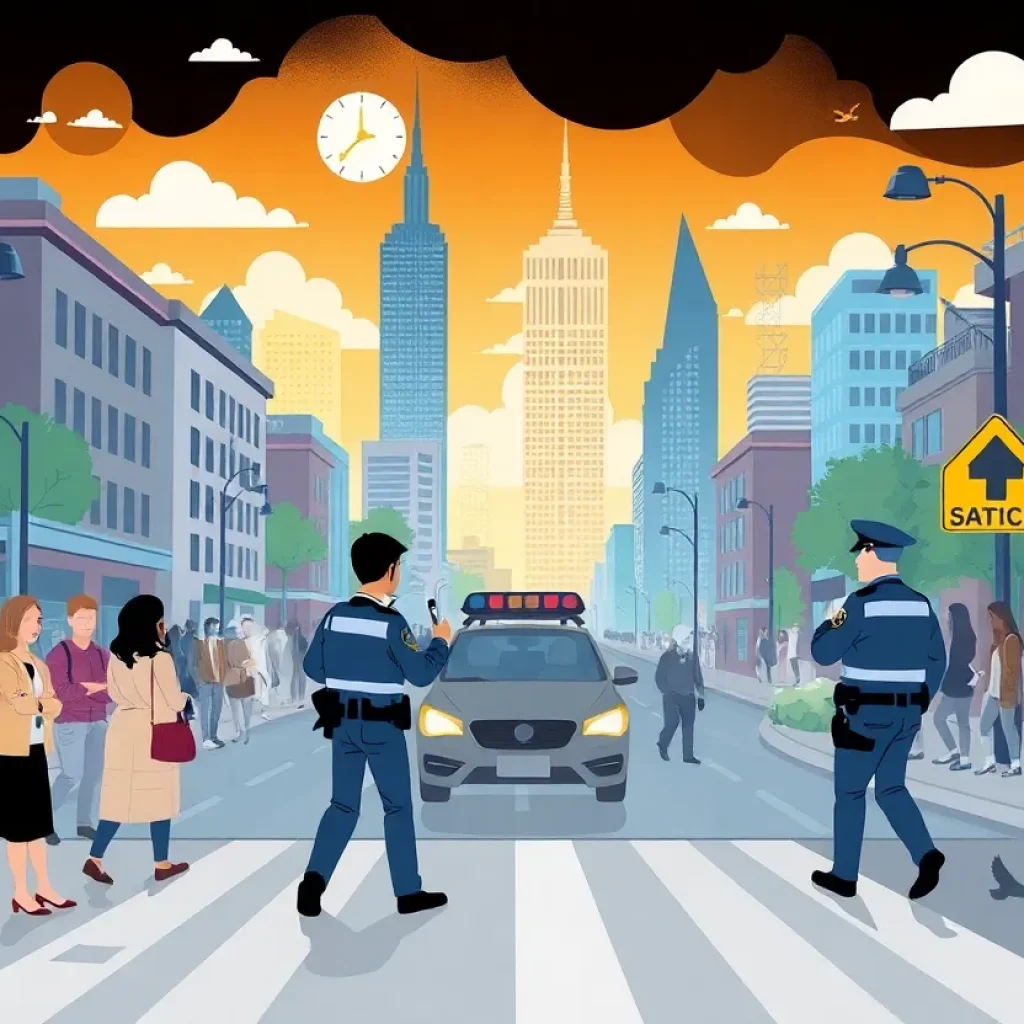 Illustration of a city dealing with rising crime rates