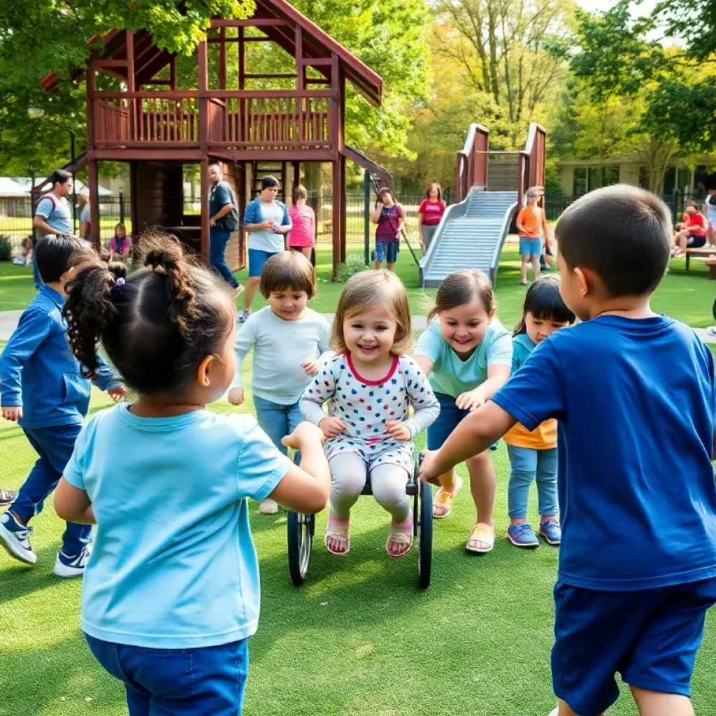 Children playing in an inclusive playground in Chattanooga.