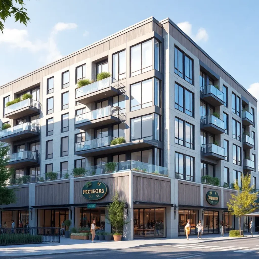 Rendering of a mixed-use development in Chattanooga