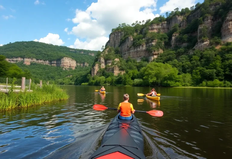 Paddlers on the Tennessee River during Paddle Georgia event