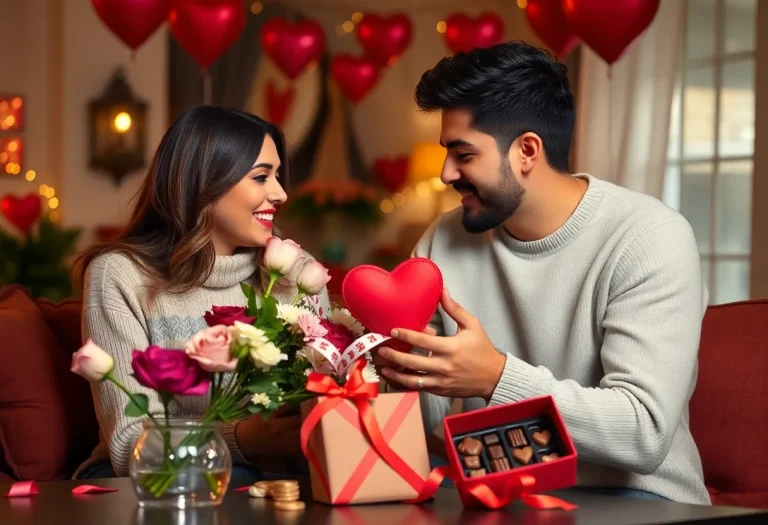 Couple planning Valentine's Day with gifts while considering rising costs