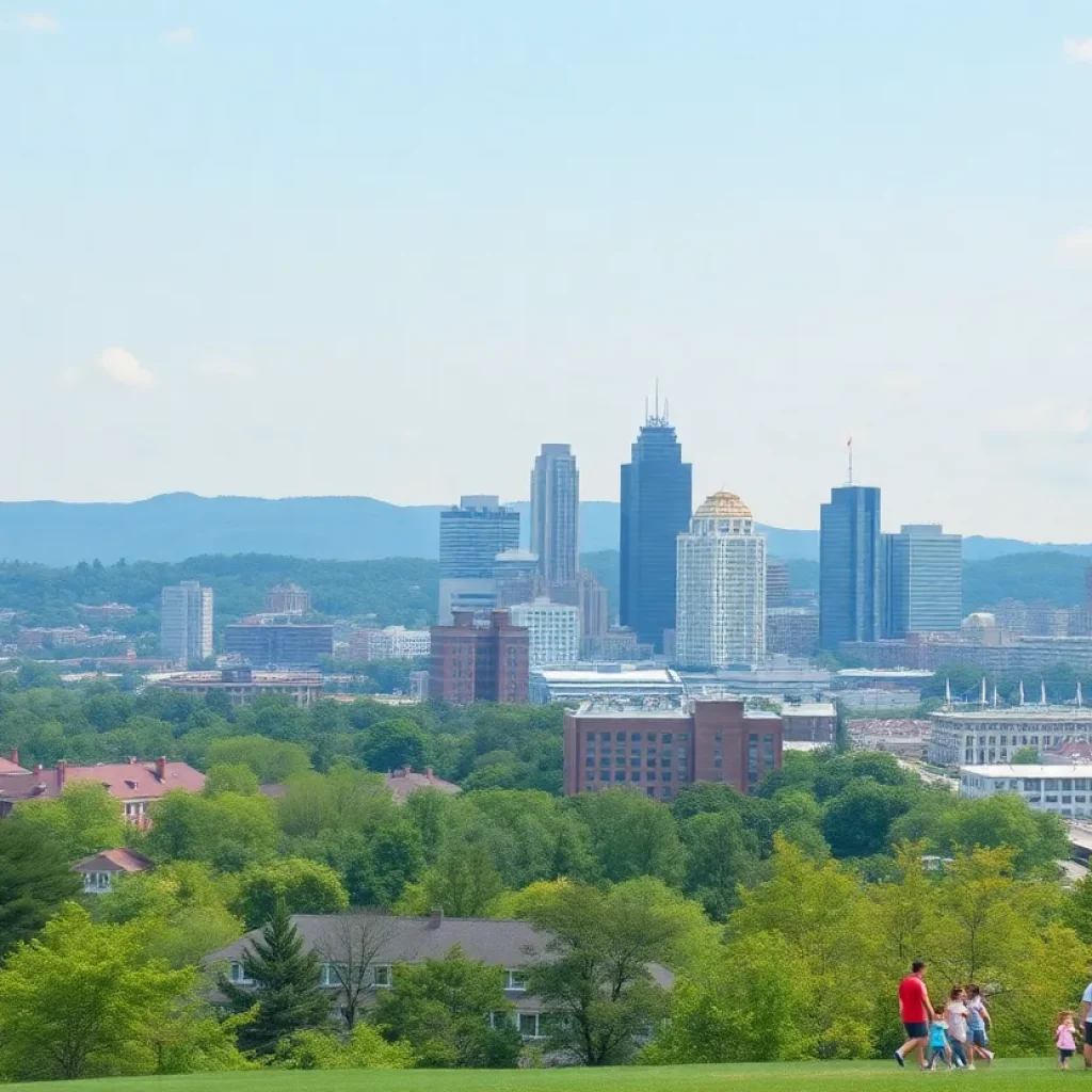 Affordable housing developments in Chattanooga city with greenery.