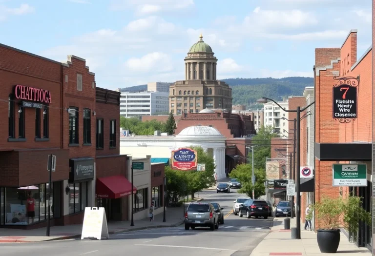 Cityscape of Chattanooga showing new restaurant openings and business expansions.