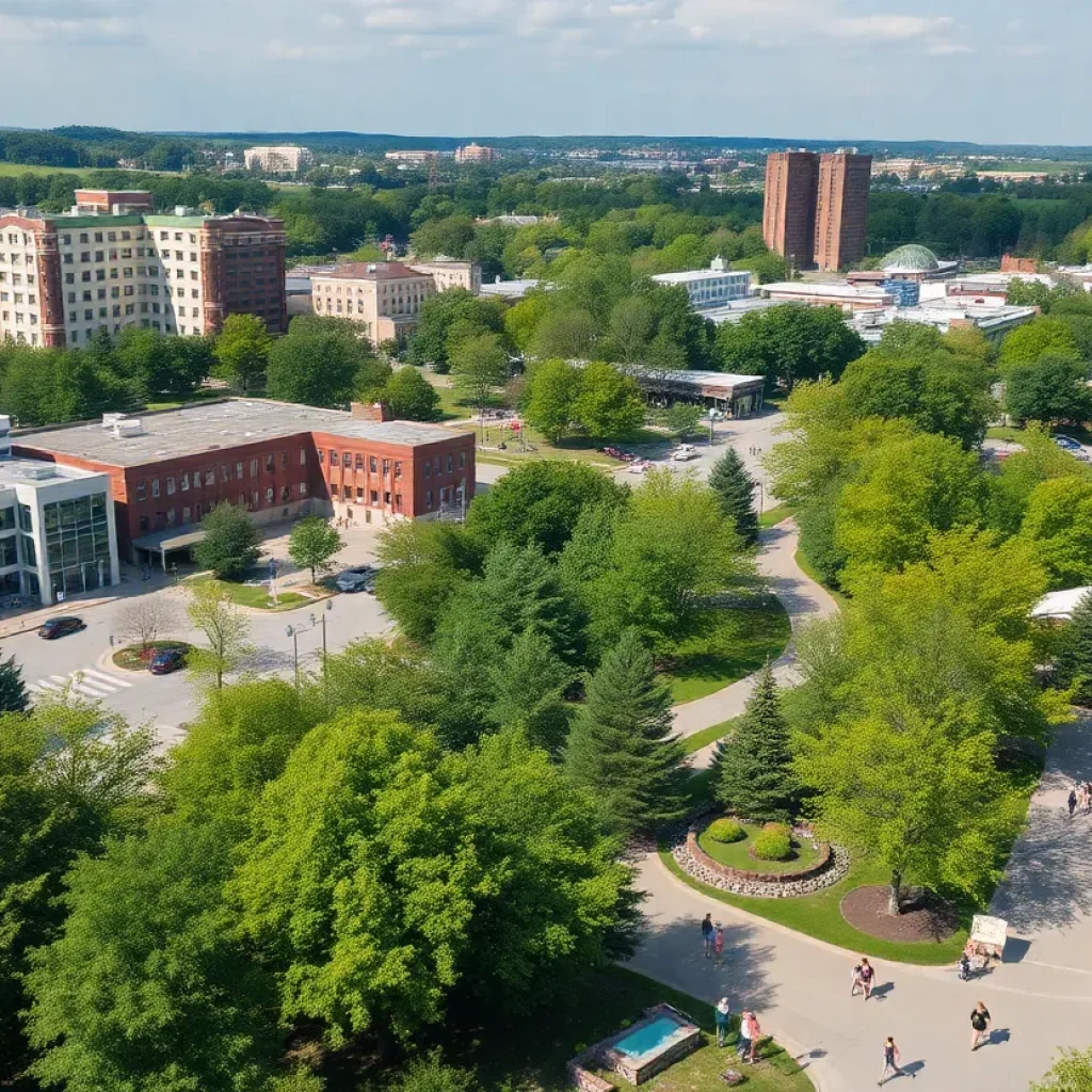 Chattanooga urban landscape with trees and parks