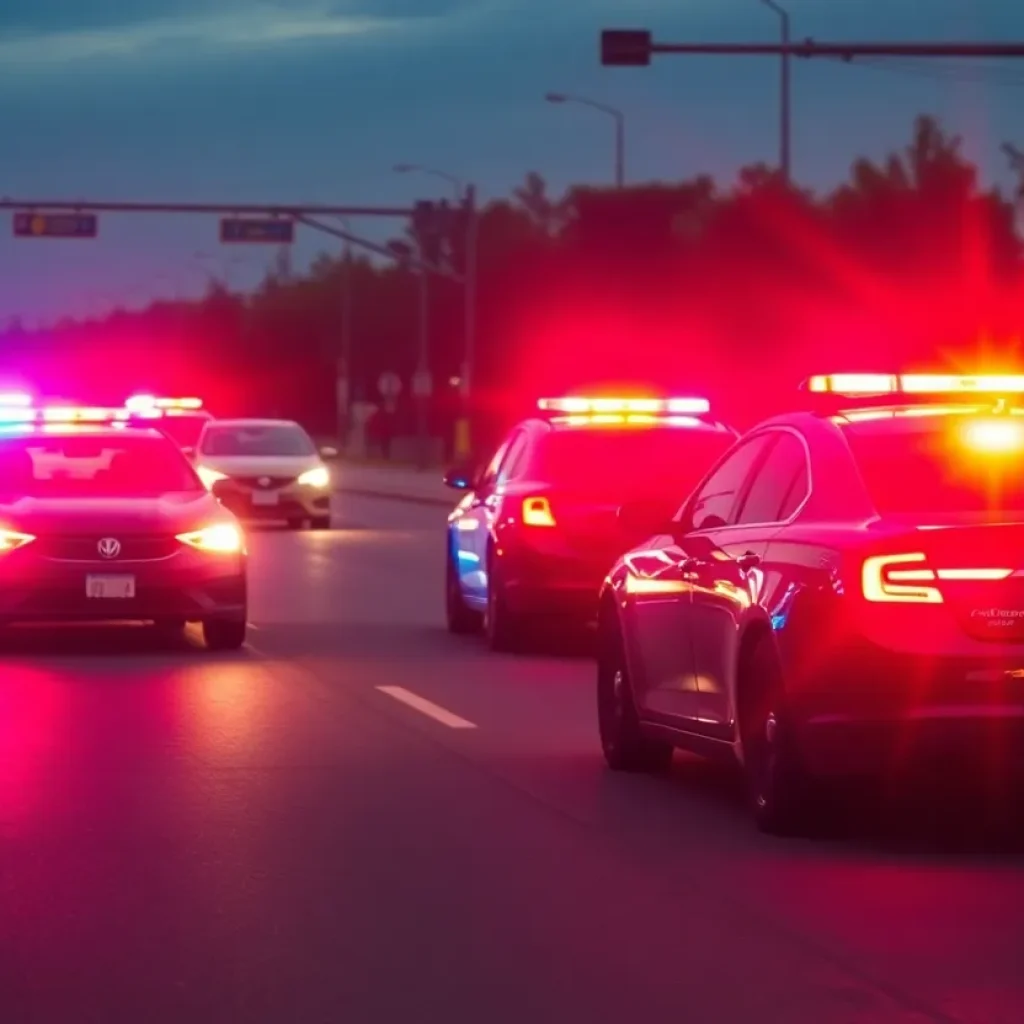 Police cars chasing a vehicle in Chattanooga