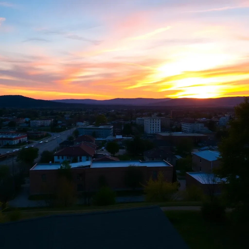 Serene sunset over the city of Chattanooga symbolizing community spirit.