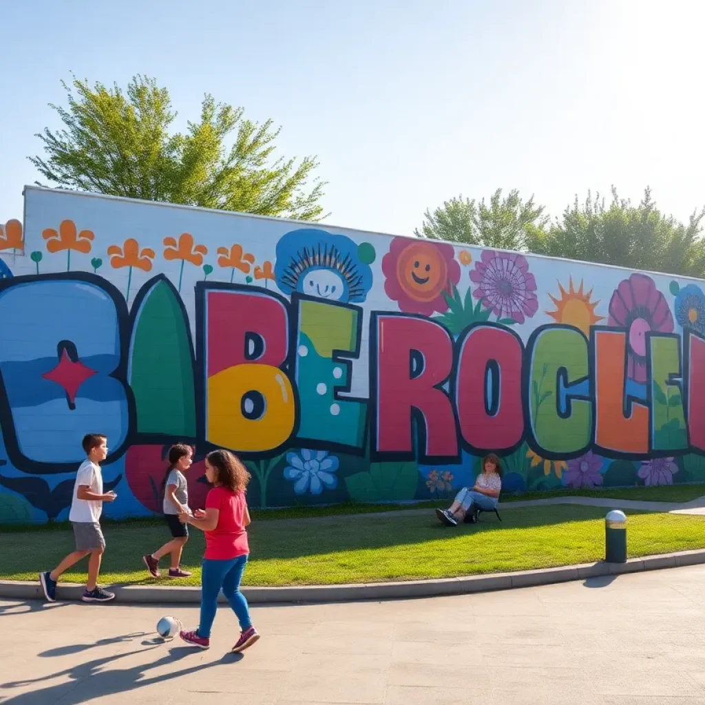 Vibrant mural at the Red Bank park