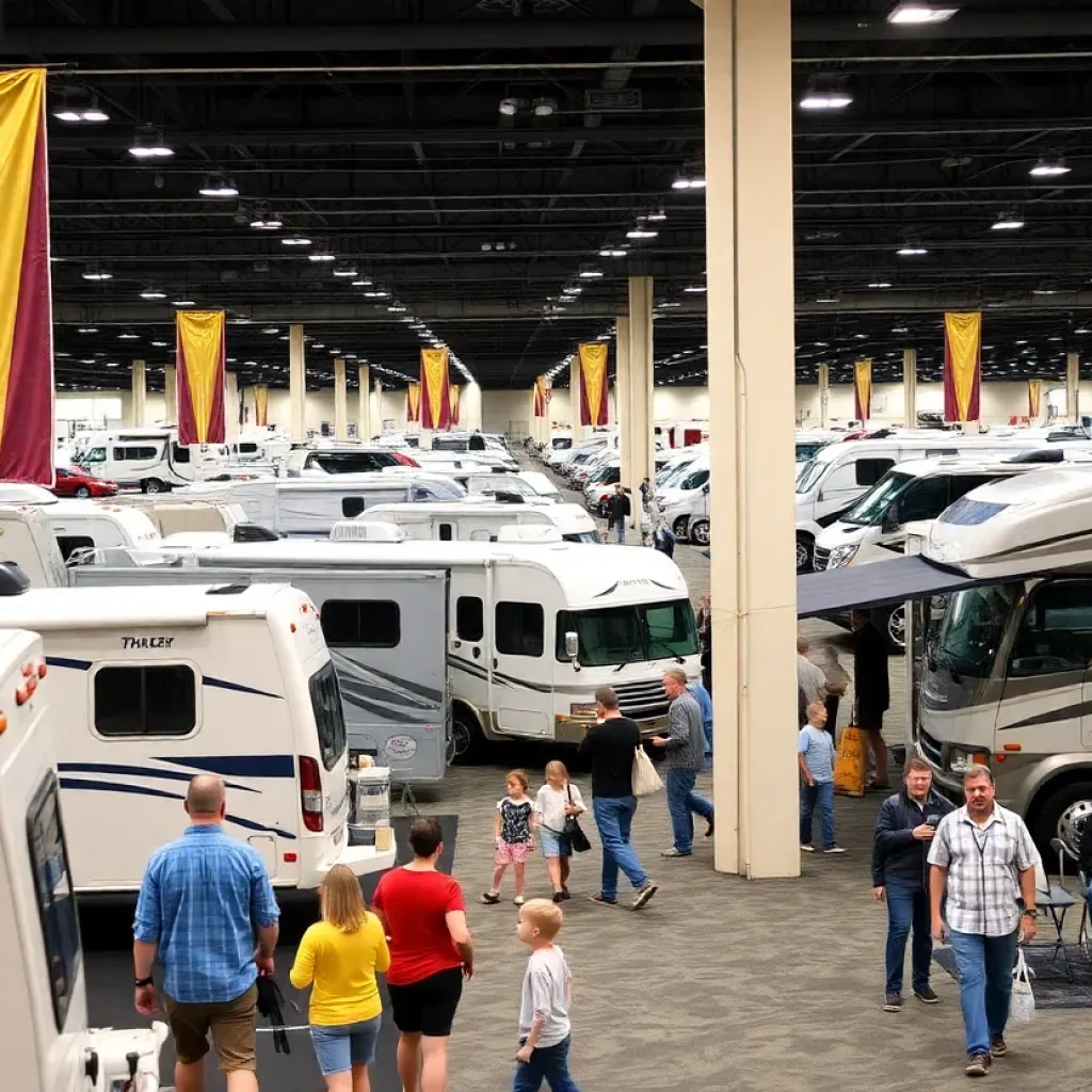 Visitors exploring recreational vehicles at the RV Show in Chattanooga