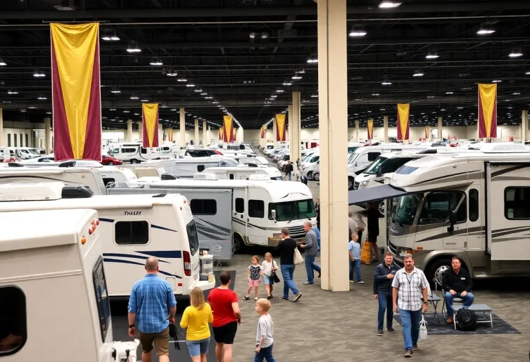 Visitors exploring recreational vehicles at the RV Show in Chattanooga