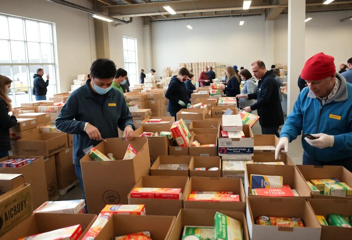 Volunteers sorting food at the Chattanooga Food Bank
