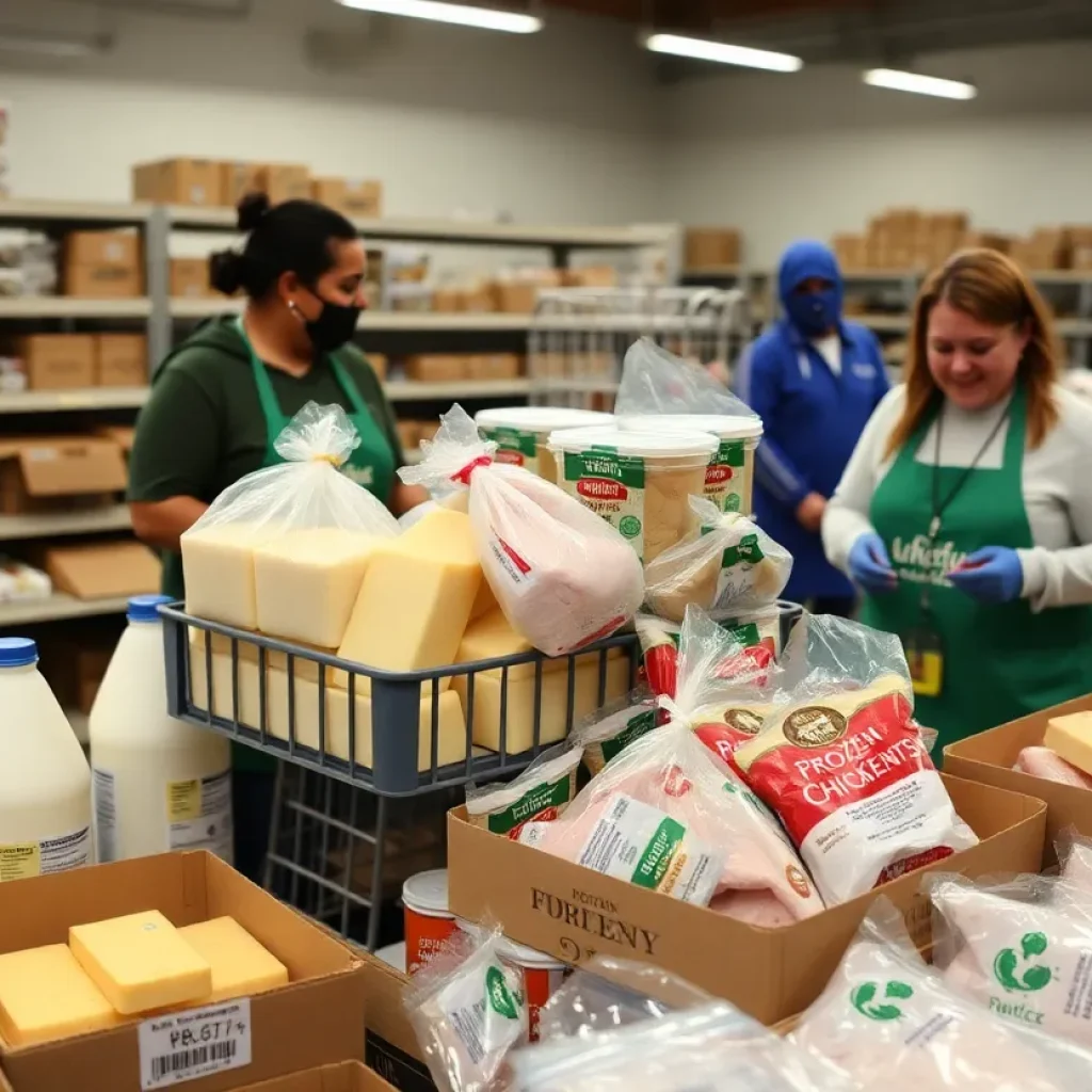 Volunteers at Chattanooga Food Bank sorting food deliveries