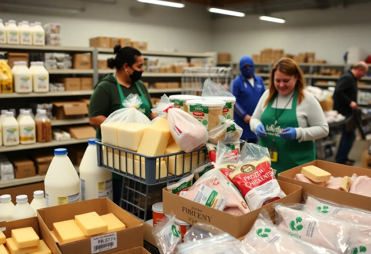 Volunteers at Chattanooga Food Bank sorting food deliveries