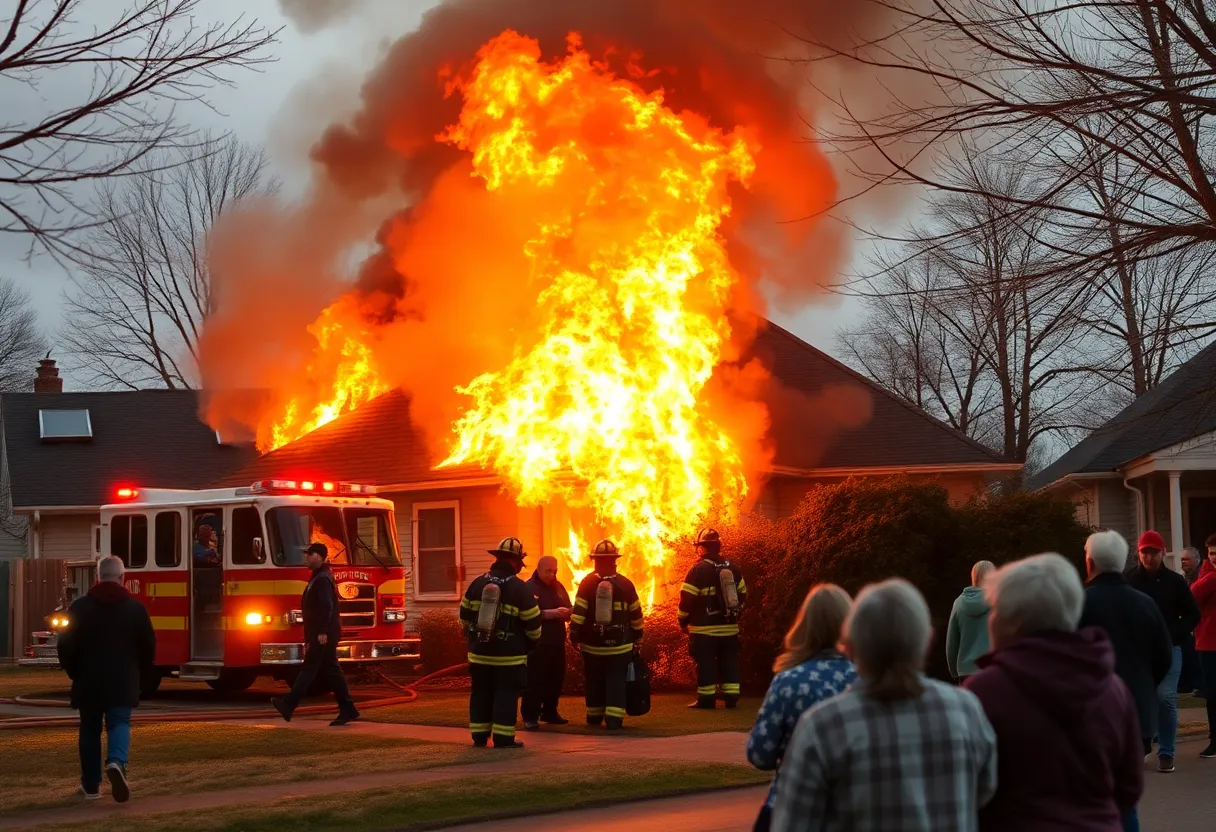 Firefighters battling a house fire in Chattanooga on Easter morning.