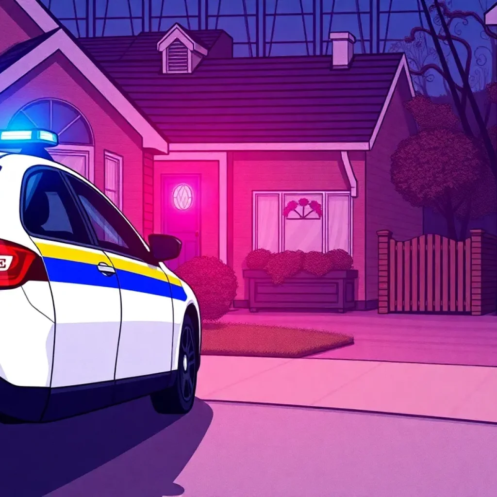 Police car at a domestic dispute scene in Chattanooga.