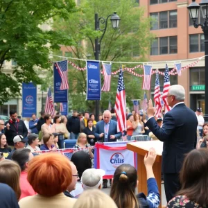 Crowd celebrating the swearing-in ceremony of Chattanooga's mayor