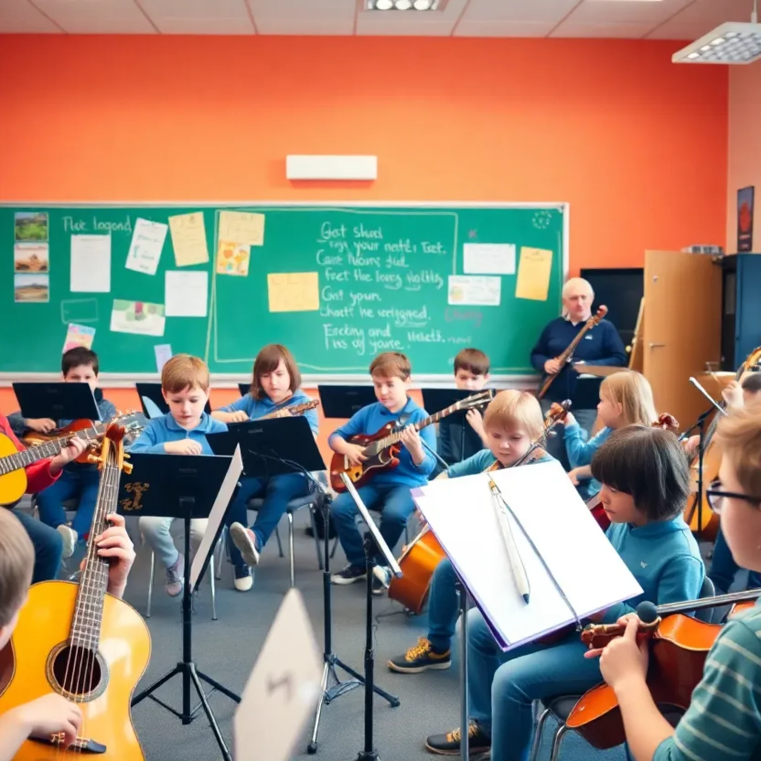 Students engaged in a music class in Chattanooga