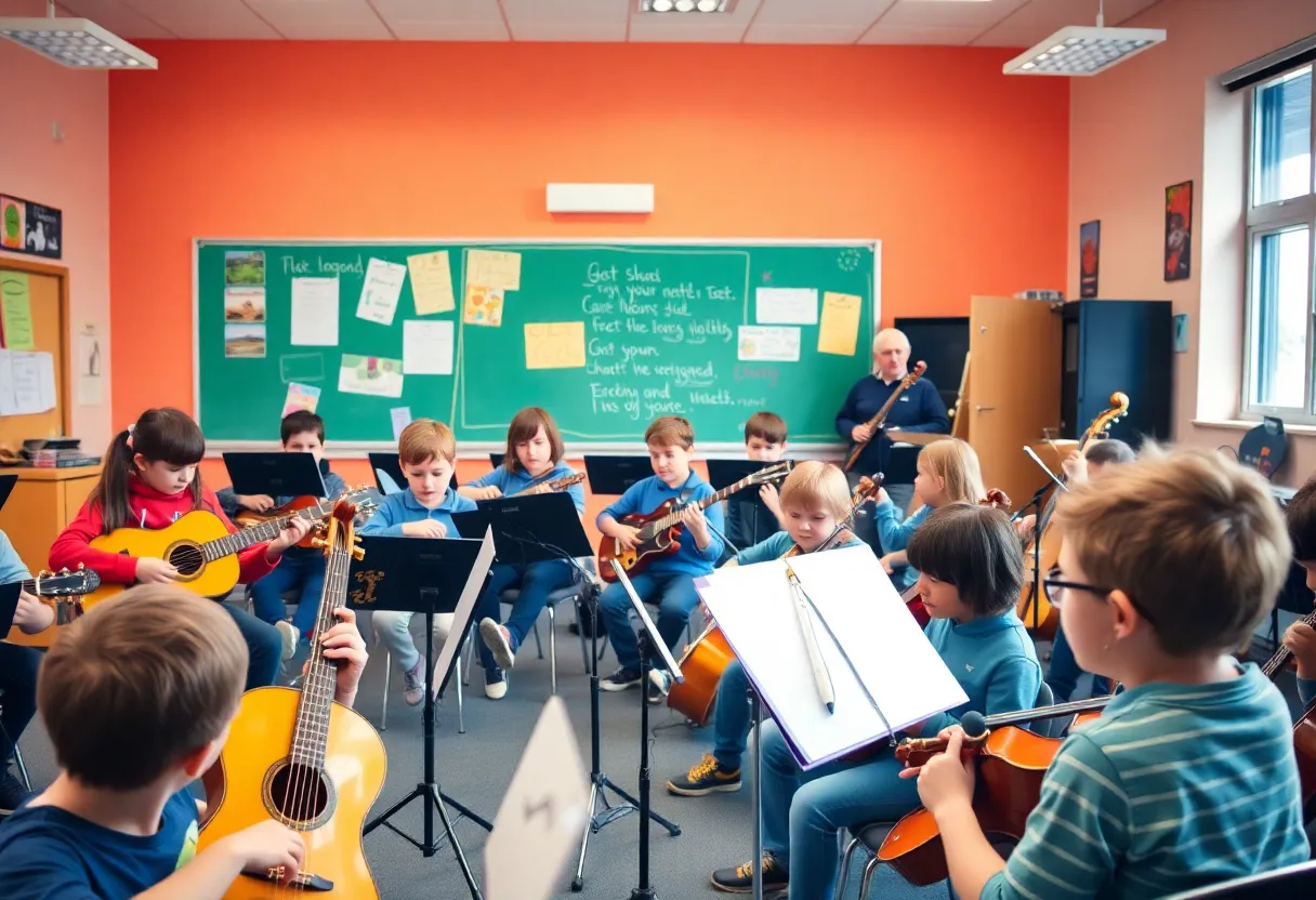 Students engaged in a music class in Chattanooga
