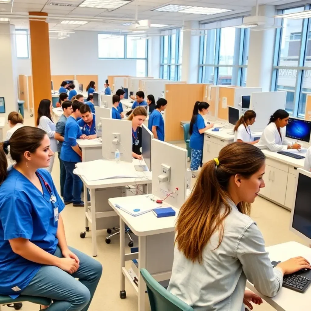 Students participating in nursing simulation at Chattanooga State Community College