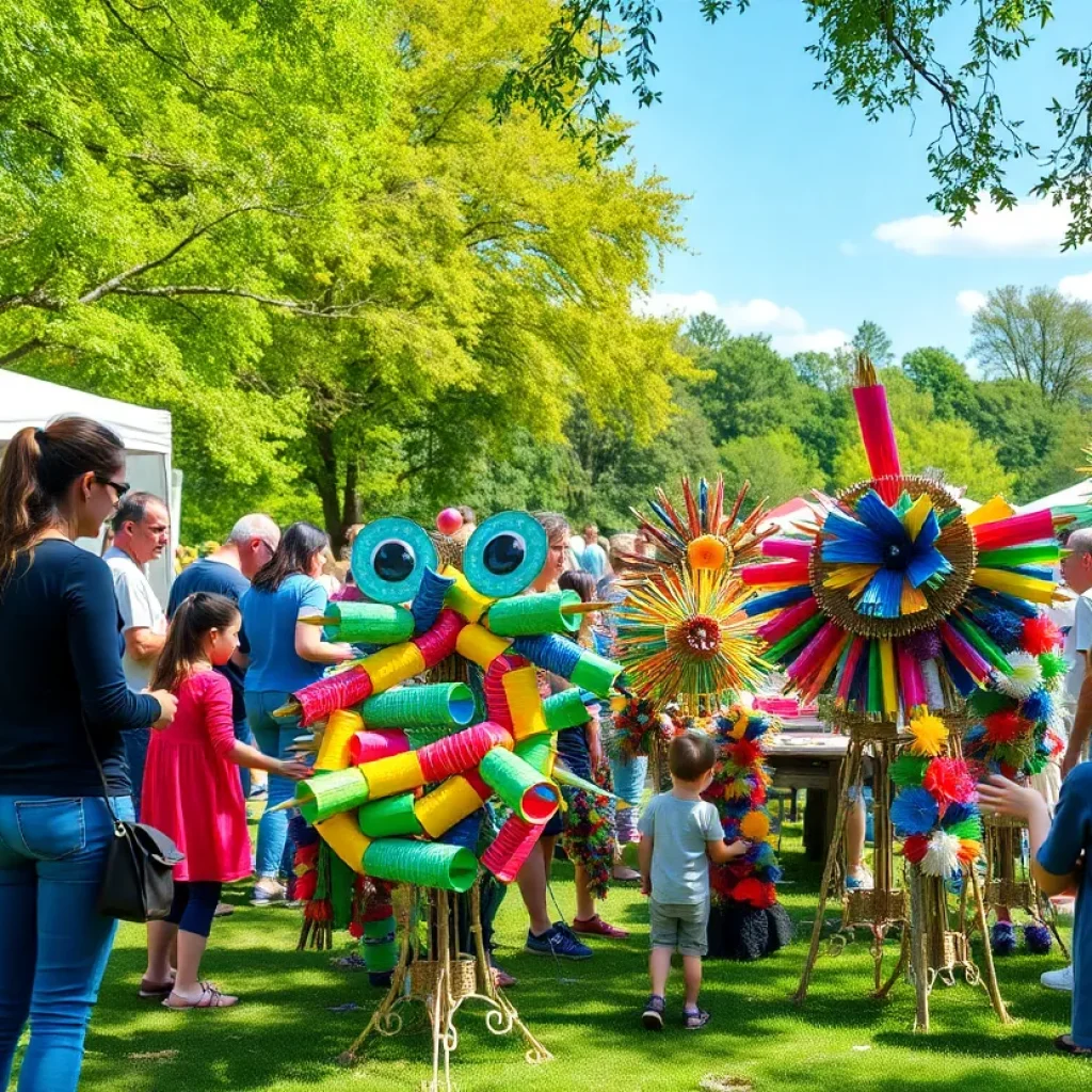 Festival attendees creating art from upcycled materials in Chattanooga