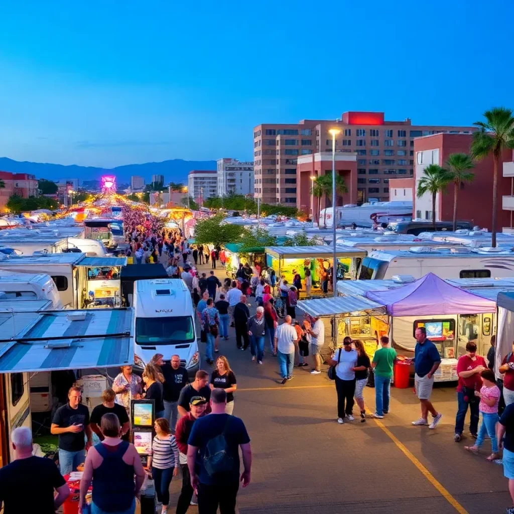 Crowd enjoying various events in Chattanooga including RV expo and concerts