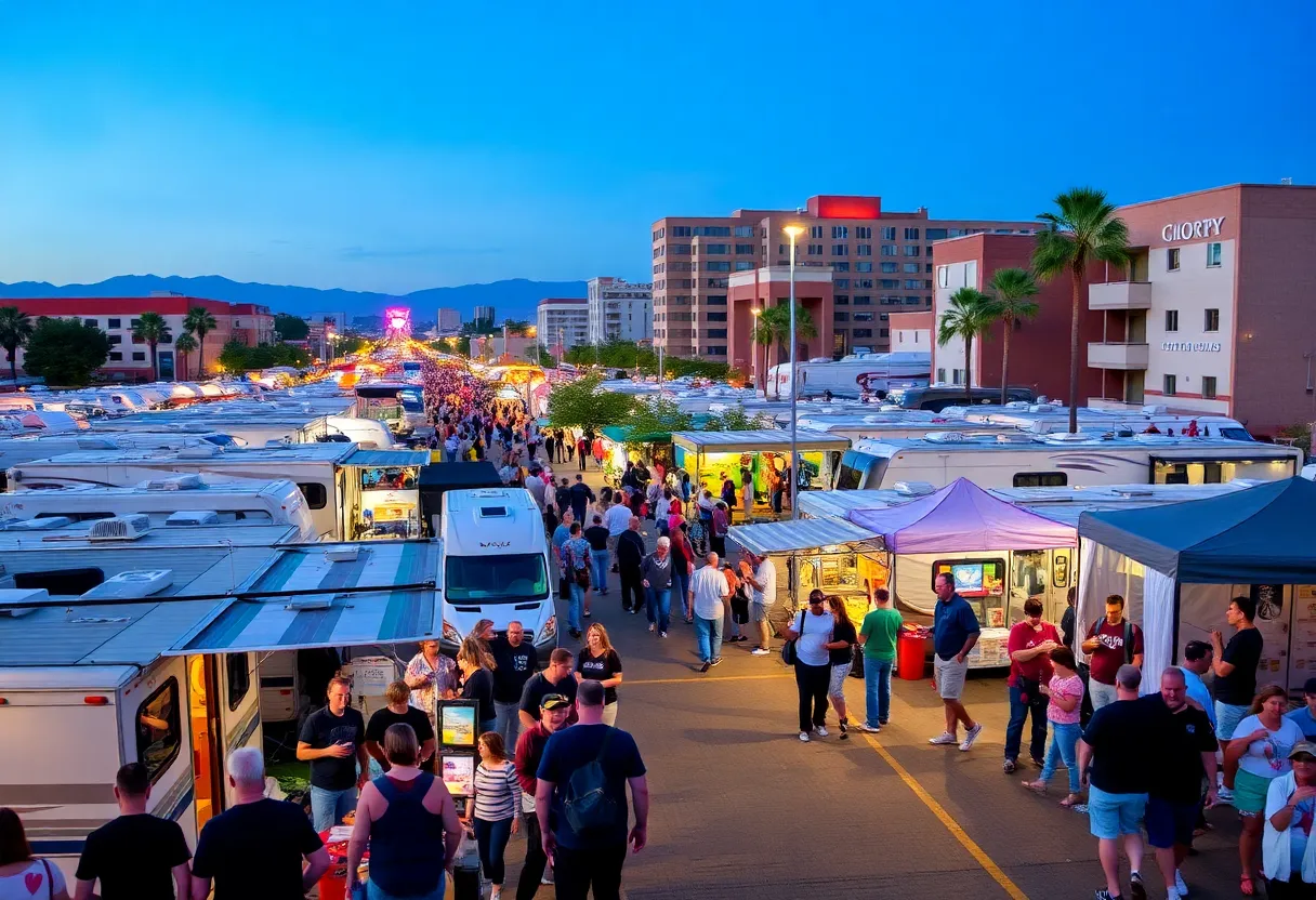 Crowd enjoying various events in Chattanooga including RV expo and concerts