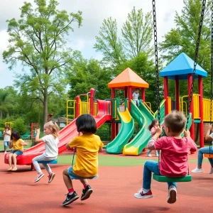 Children playing at a playground in Chattanooga