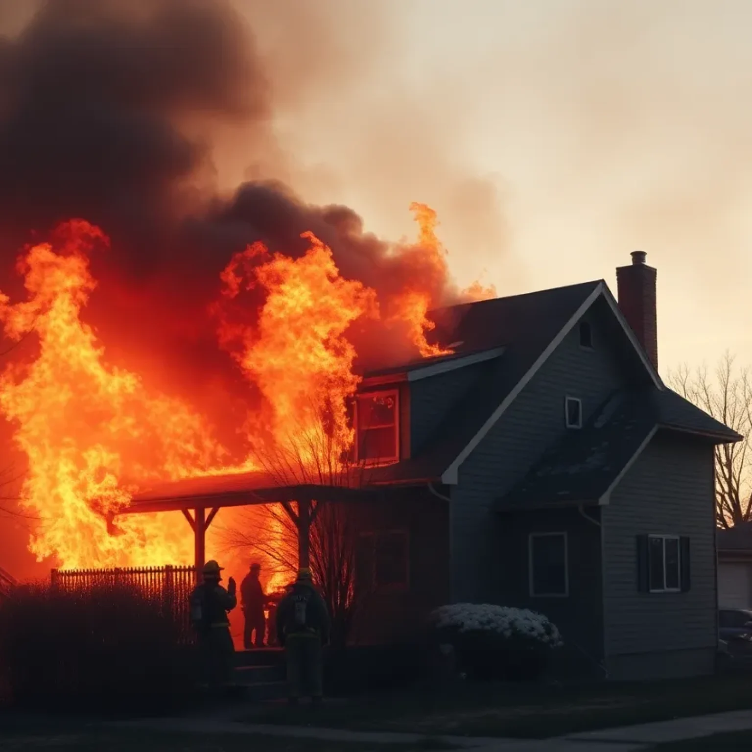 Firefighters combating a house fire on Easter morning in Chattanooga