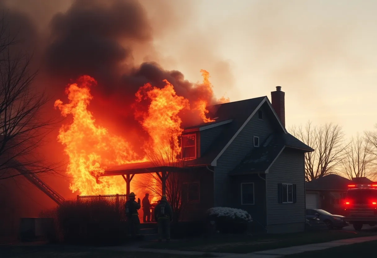 Firefighters combating a house fire on Easter morning in Chattanooga