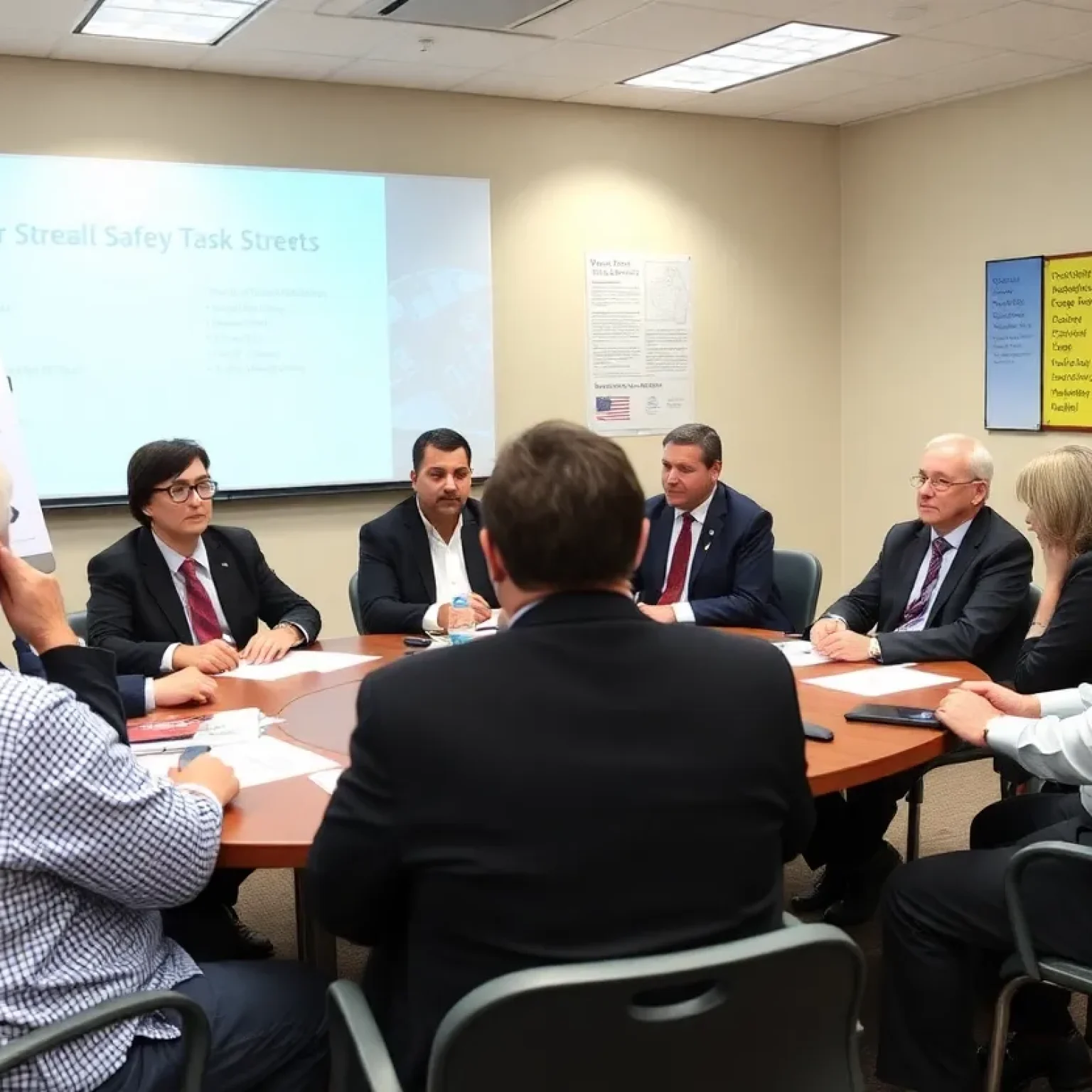 Members of the Hamilton County Traffic Task Force discussing road safety strategies.