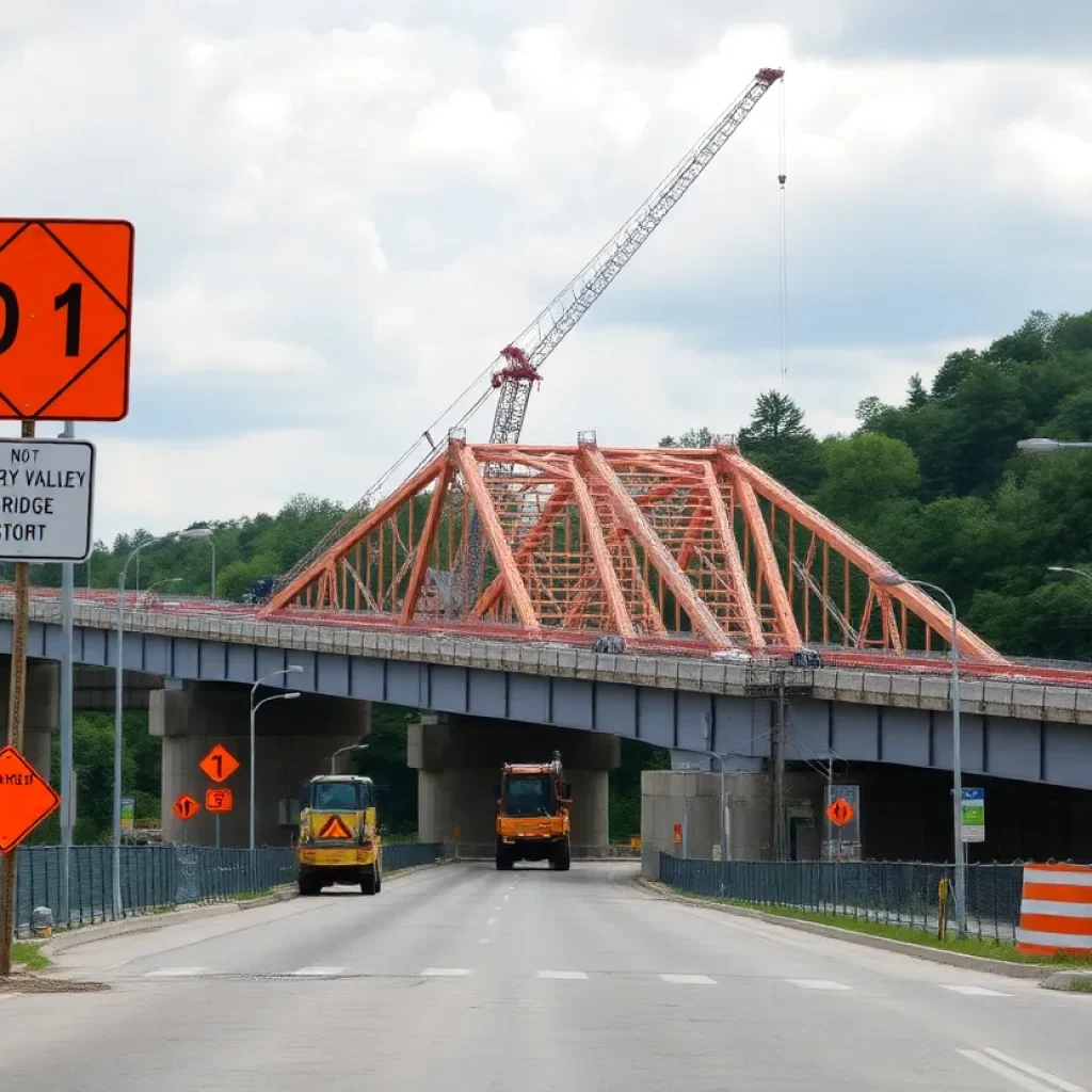 Construction work on Hickory Valley Bridge in Chattanooga, TN