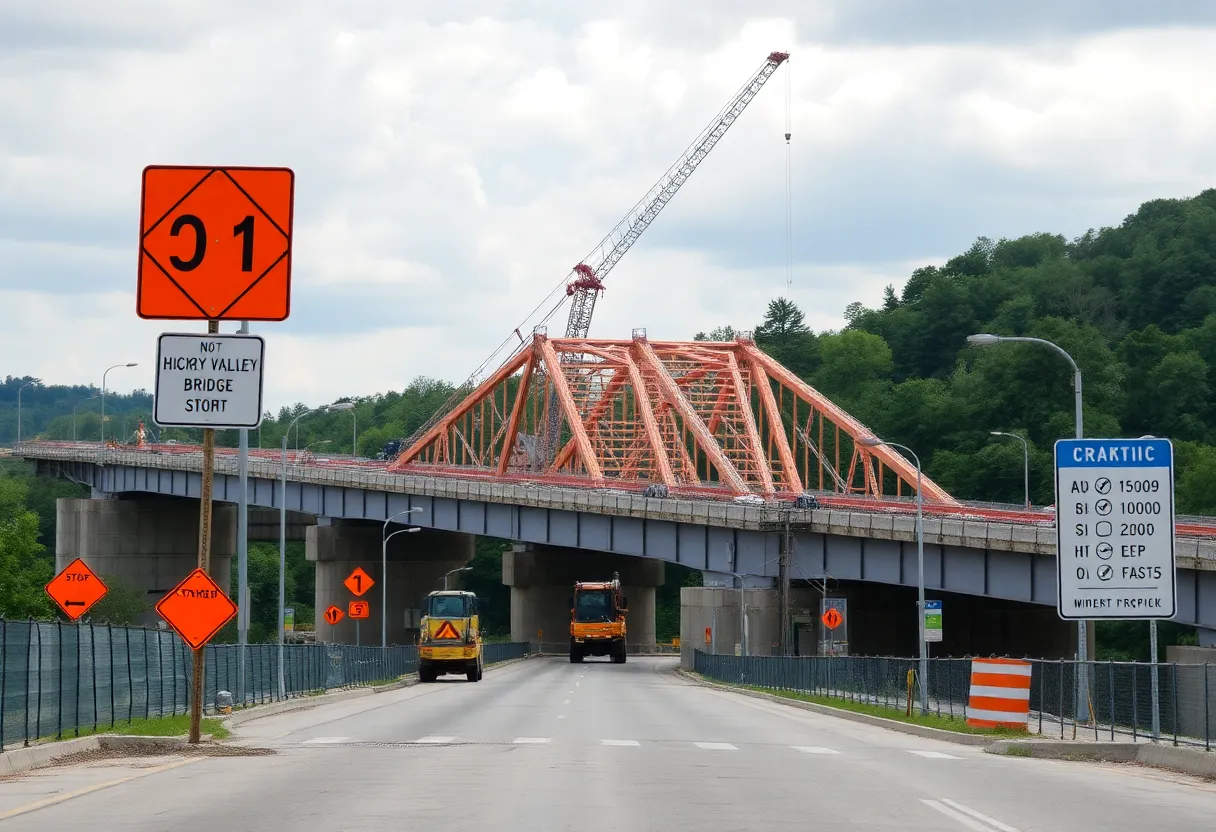 Construction work on Hickory Valley Bridge in Chattanooga, TN