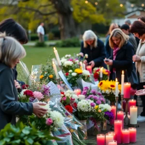 Community members gather to honor lost residents with flowers and candles