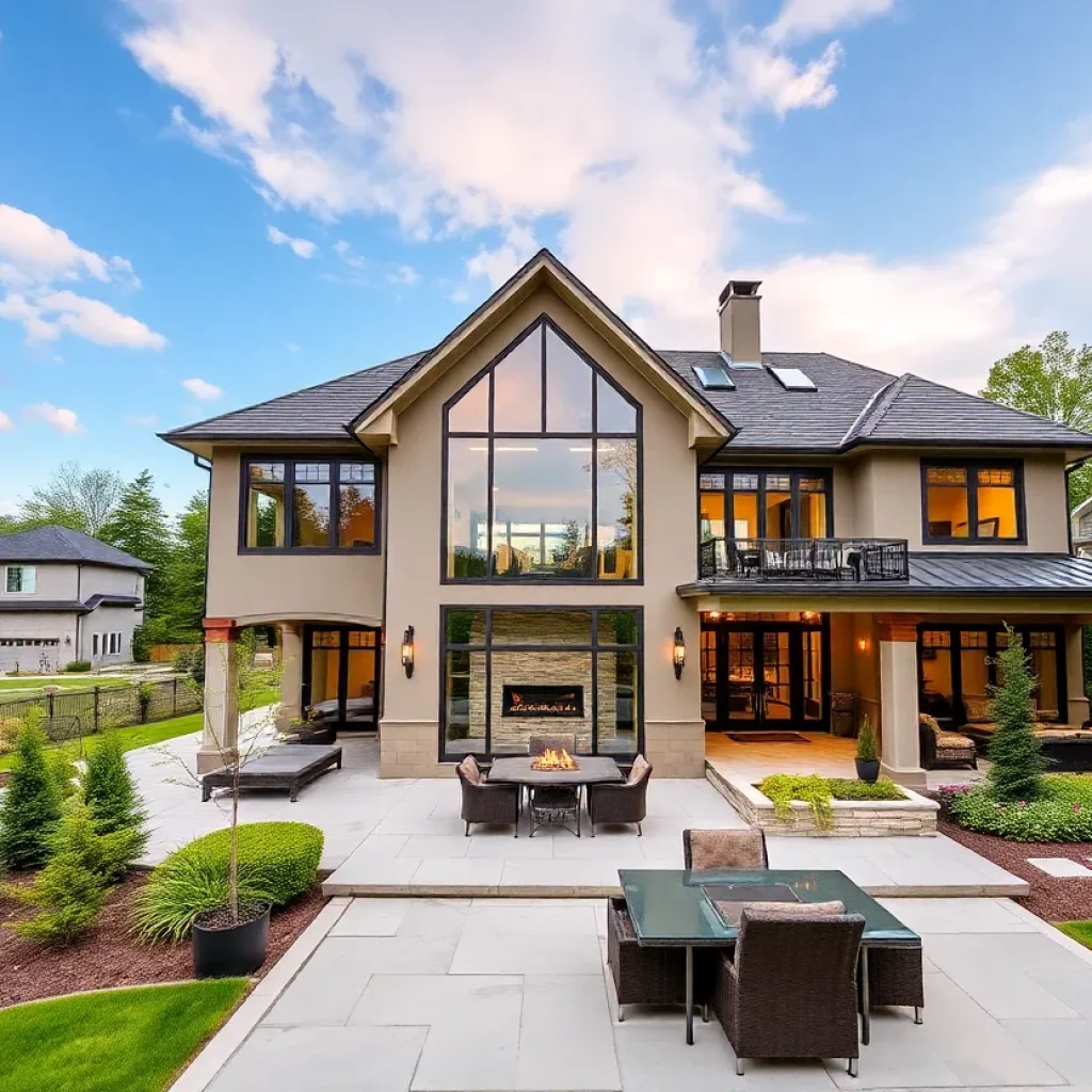 Exterior view of a luxury home in Hamilton County with landscaped yard