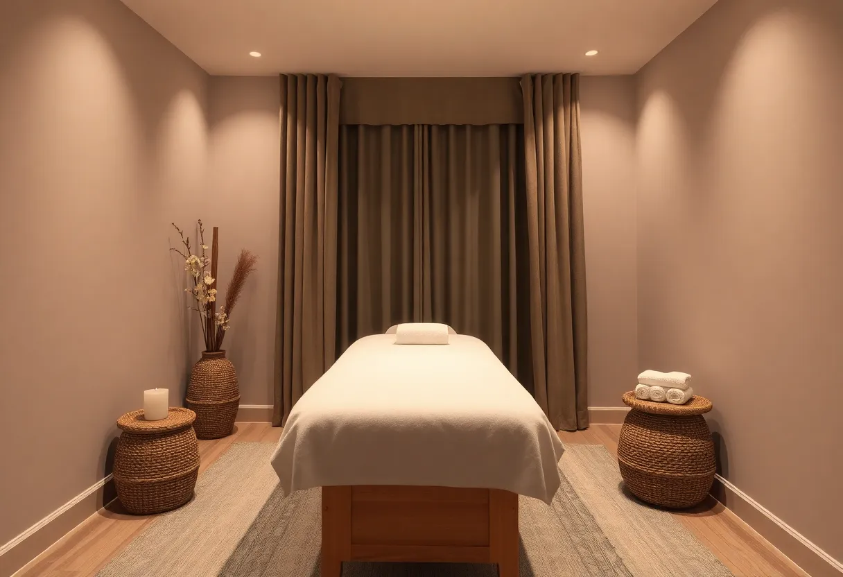 A peaceful massage therapy room for relaxation