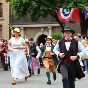 Runners at the St Jude Depot Dash in vintage 1890's attire