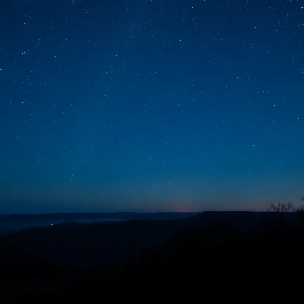 Starlit sky over Tennessee landscape