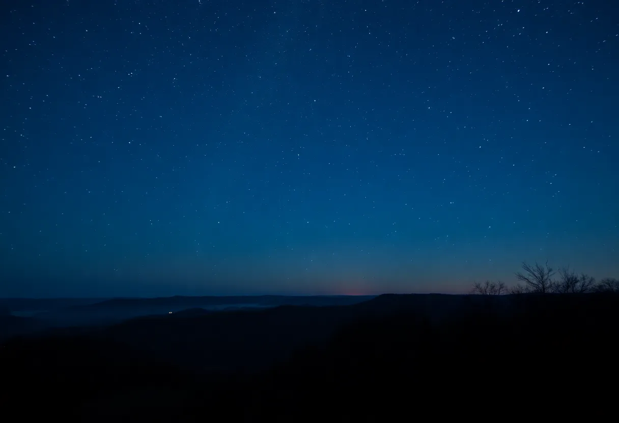 Starlit sky over Tennessee landscape