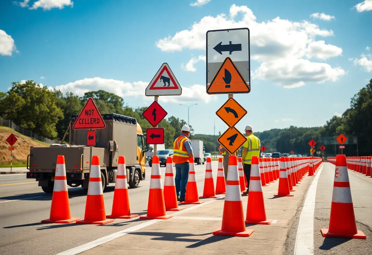 Highway construction zone during National Work Zone Awareness Week
